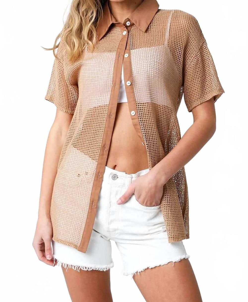 NEW OLIVACEOUS brielle short sleeves top in beige